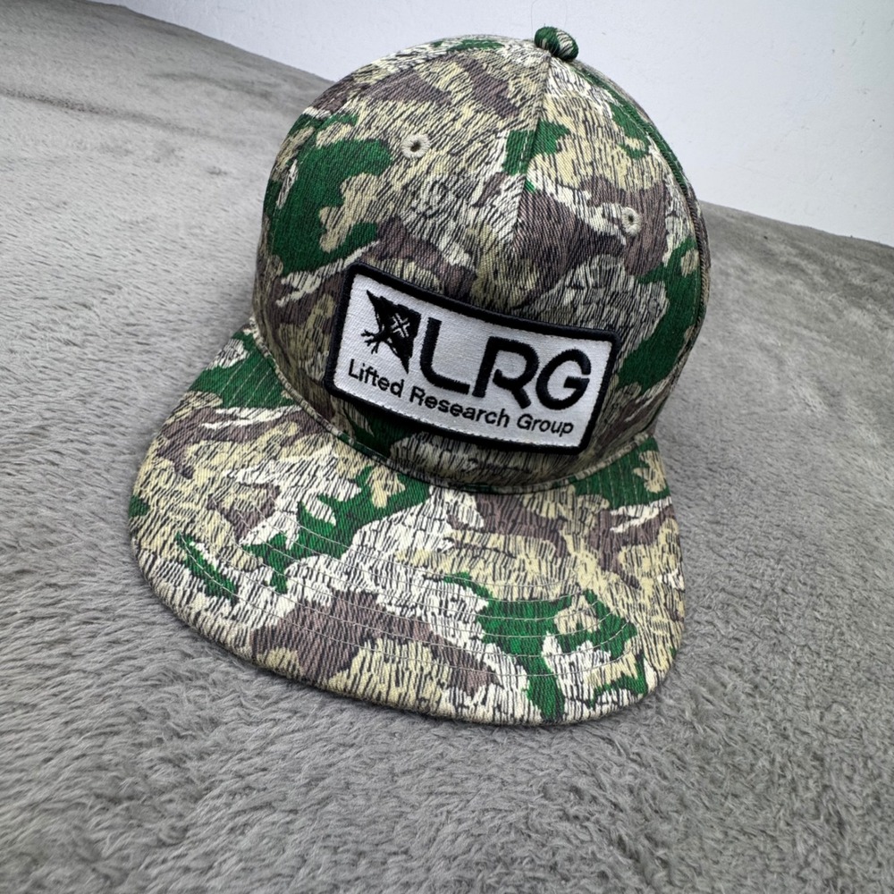 LRG Snapback Hat Mens OSFM Green Camo Excellent Textured Flat Brim Streetwear